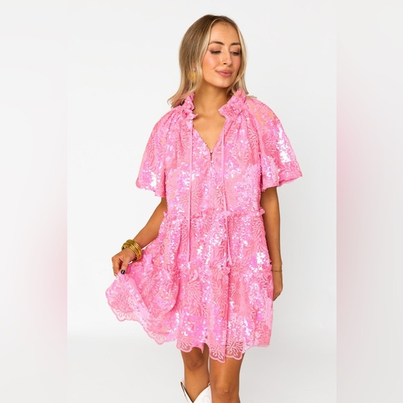 NWT BUDDY LOVE LAKIN SWING SEQUINED LACE MINI DRESS - BONITA SIZE SMALL - Picture 2 of 16